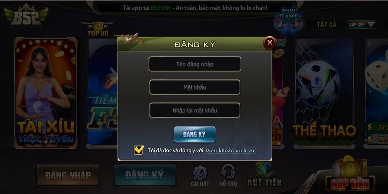 Hướng dẫn đăng ký Game bài B52